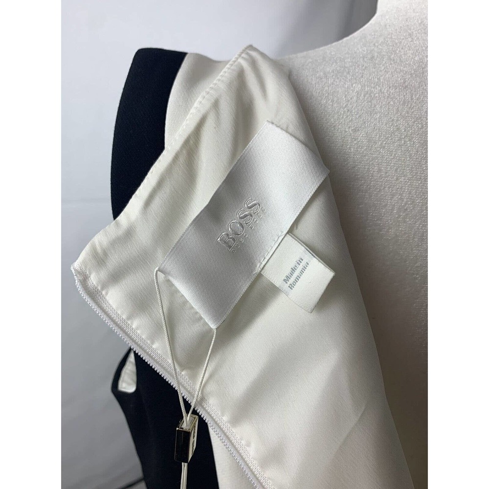 NWT Hugo Boss Dikrysa Color Block White Black & Tan Sheath Dress Size 4, NEW! - Picture 7 of 11